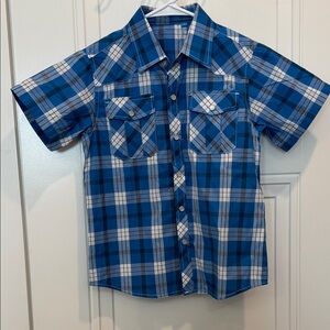 Cheer Boy Classic Blue Plaid pearl snap Shirt